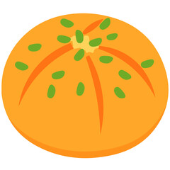 Fresh baked bun with topping illustration, perfect for bakery, breakfast menu, snack design, and homemade bread concept.
