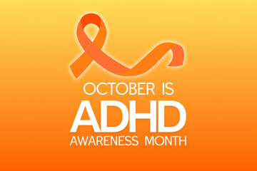 ADHD awareness month design on orange background