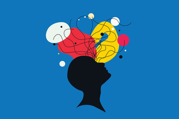 Colorful Abstract Silhouette – Thoughts, Mind, Creativity and Decision Concept Illustration