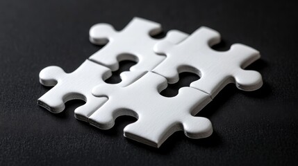 Obraz premium 13.Four White Puzzle Pieces on Isolated Black Background