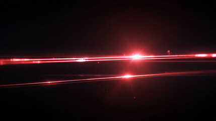 Bright Red Laser Beams in Dark Futuristic Room with Light Rays, Generative AI
