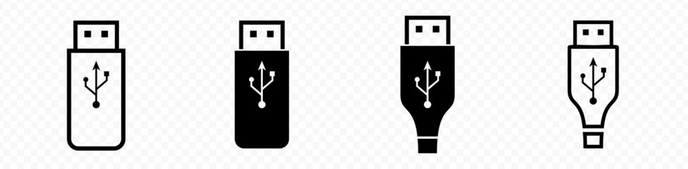 usb flash drive. vector symbol on transparent background.