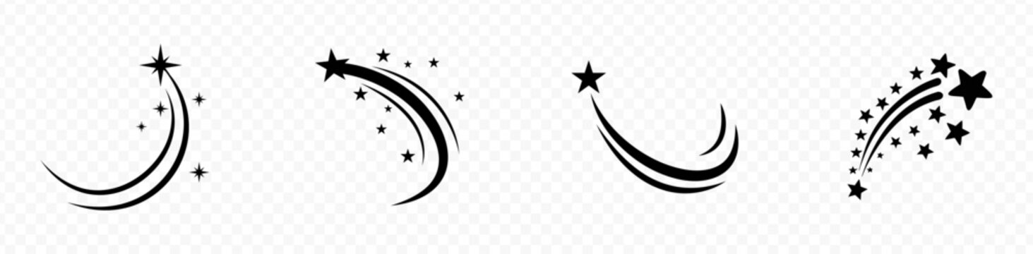 shooting star icon set. vector illustration on transparent background.