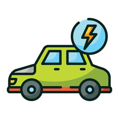 Green car with a lightning bolt symbol