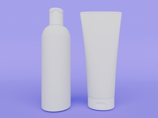 White Cosmetic Bottle and Tube Skincare Mockup