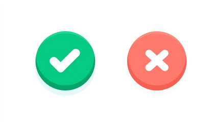 Green checkmark and red cross icons on white background, representing approval and rejection choices in a simple, modern design