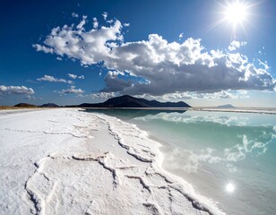 Pristine salt lake landscape