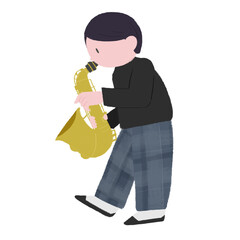 サックスを吹く男性の手描きカラーイラスト