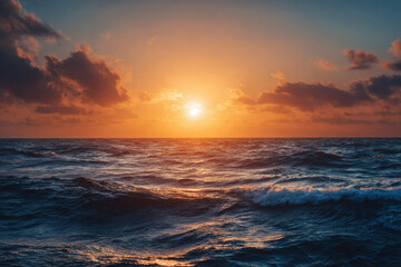 Fototapeta premium Evening glow over ocean waves