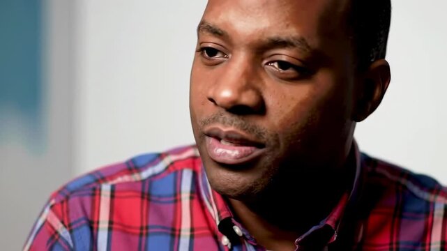 Close-up of a man's serious expression