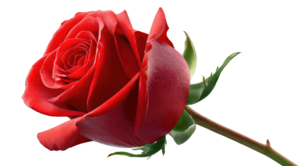 Crimson Elegance: A captivating close-up of a vibrant red rose, its delicate petals unfurling in full bloom, showcasing the exquisite beauty of nature's artistry.