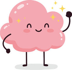 Cute Pink Cloud Character Illustration.
