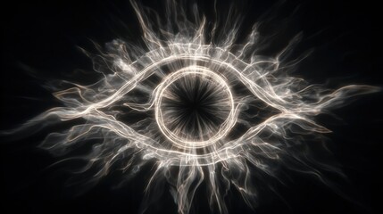 Intricate Glowing Eye Design With Swirling Light Patterns and Dark Background During Mysterious Artistic Creation