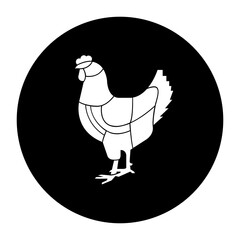 black and white illustration of a chicken