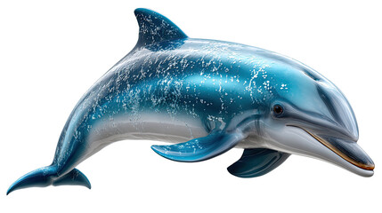 Obraz premium Aquatic Grace: A vibrant dolphin, showcases its sleek form and captivating charm against a pristine backdrop, embodying the beauty and agility of marine life.