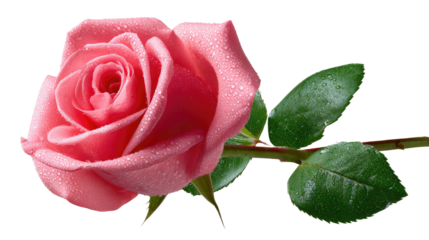 Soft Pink Rose: A captivating studio shot of a fully blossomed pink rose, its delicate petals exuding a sense of elegance and romance, enhanced by a touch of artistic flair.