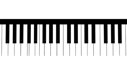 Simple piano keyboard design in black and white, showcasing musical instrument keys.