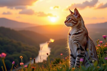 Graceful Feline Lush Natural Habitat Dawn