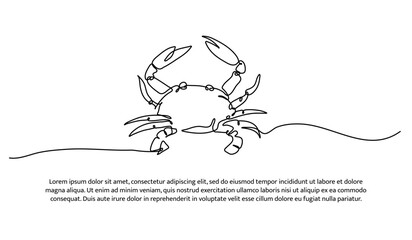 One line of crab. Abstract minimal continuous line.