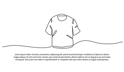 One line of short t-shirt. Abstract minimal continuous line.