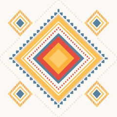 Geometric Pattern with Orange Yellow and Blue Diamonds