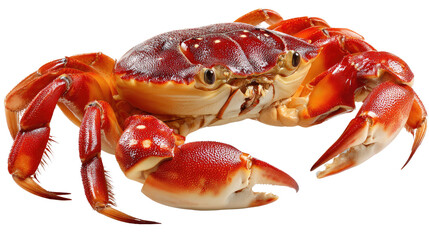 Crimson Crab's close-up: A mesmerizing close-up of a vibrant crimson crab, its shell shimmering under light, showcasing intricate textures and the captivating allure of the marine world.