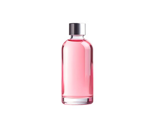 Pink glass bottle with liquid