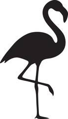 Elegant flamingo silhouette bird icon in black vector style isolated on white background