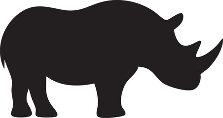 Black rhinoceros silhouette icon in a simple vector art style isolated on white background