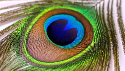 Obraz premium Macro Shot of a Peacock Feather Eye with Dazzling Iridescent Colors