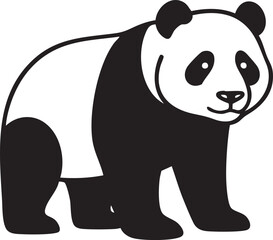 Cute panda bear silhouette icon simple shape black vector isolated on white background