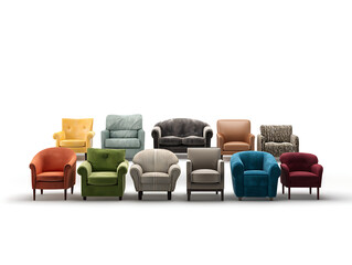 Obraz premium Collection of Colorful Armchairs and Sofa, Interior Design