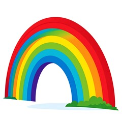 Colorful rainbow arch over grassy land