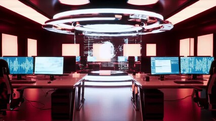 Futuristic, glowing server room - Powered by Adobe