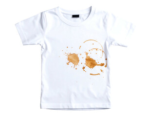 White T-shirt stained with coffee