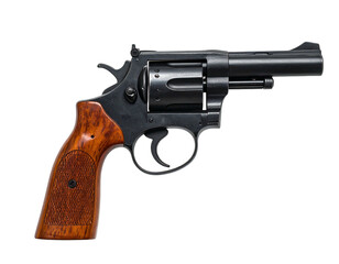 Black revolver with wooden grips (1)