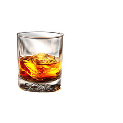 Glass of amber liquid with ice cubes (1)