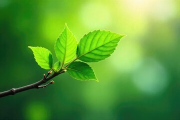 A vibrant, leafy green branch bursting with new growth, symbolizing a fresh start to the week  Perfect for Monday morning motivation or spring themes ,  energy,  day