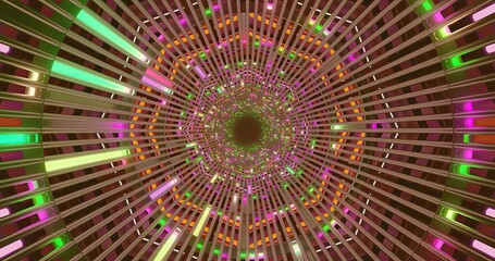 Colorful light tunnel with vibrant patterns