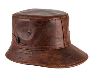 Brown leather bucket hat, slightly distressed
