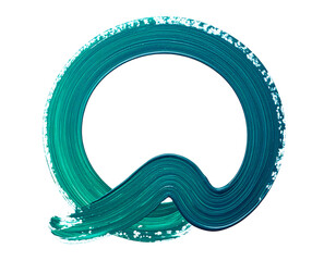Teal painted letter Q in a circle