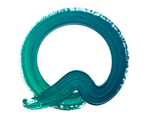 Teal painted letter Q in a circle