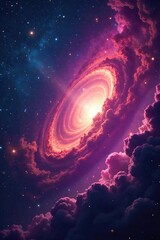 Breathtaking Cosmic Nebula Swirling Gas and Dust Clouds Illuminated by Distant Stars, Perfect for Science Fiction, Fantasy, and Space-Themed Designs