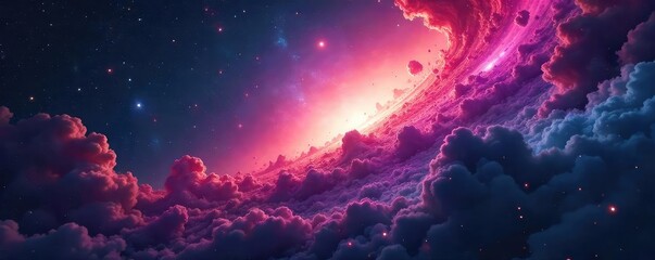 Vast, swirling nebula of cosmic dust and gas, vibrant colors illuminate the infinite expanse of space Perfect for science fiction, fantasy, or abstract backgrounds , gas, science fiction