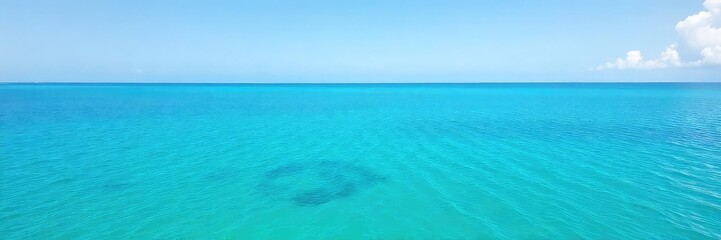 Vast, unbroken expanse of ocean stretching to the horizon Calm turquoise waters meet the clear sky, a serene seascape perfect for travel and nature imagery , sunlight, travel, horizon