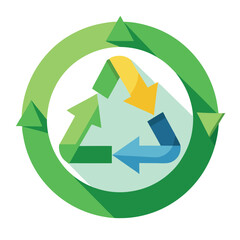 Circular Recycling Symbol with Colorful Arrows and Shadows Keywords: recycling, symbol, arrows