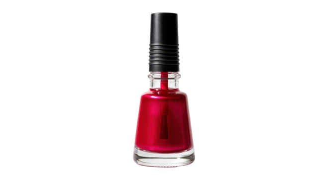Red nail polish bottle isolated on white background - Powered by Adobe