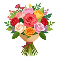 Colorful rose bouquet illustration