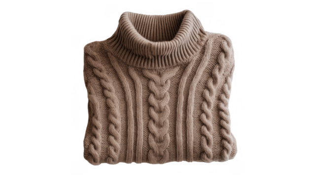 Cozy cable knit sweater for cool weather, created with AI, PNG