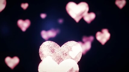 A whimsical display of pink hearts floating against a dark background, creating a romantic and dreamy atmosphere for love-themed projects - Powered by Adobe